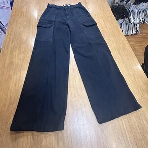 Hudson Jeans Womens 28 Black High Rise‎ Wide Leg Cargo Pockets Stretch Denim
